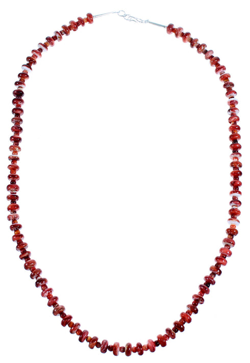 Genuine Sterling Silver Red Oyster Shell Bead Necklace RX114819